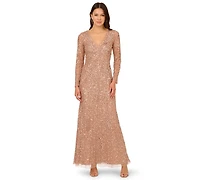 Adrianna Papell Petite V-Neck Beaded Dress