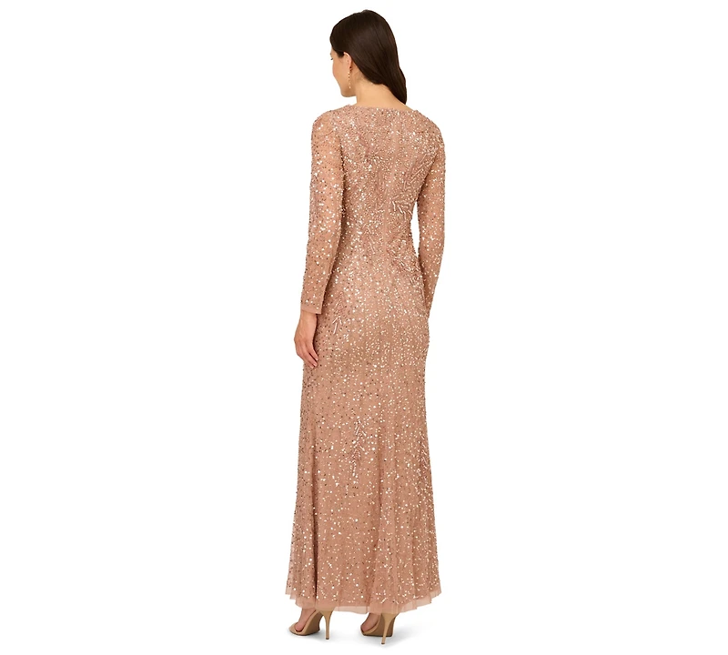 Adrianna Papell Petite V-Neck Beaded Dress