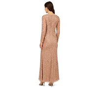 Adrianna Papell Petite V-Neck Beaded Dress