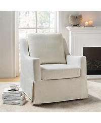 Hulala Home Wimberly 30"W Farmhouse Slipcover Swivel Rocking Chair with Pillow Back