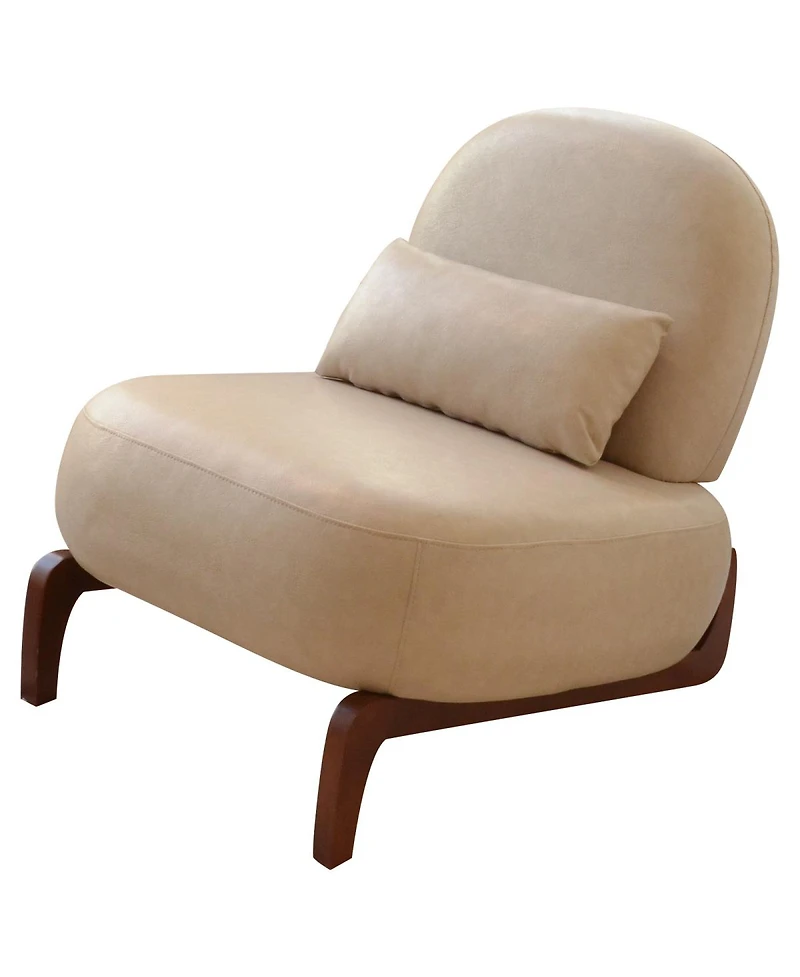 Streamdale Furniture Faux Leather Armless Accent Chair with Wood Legs
