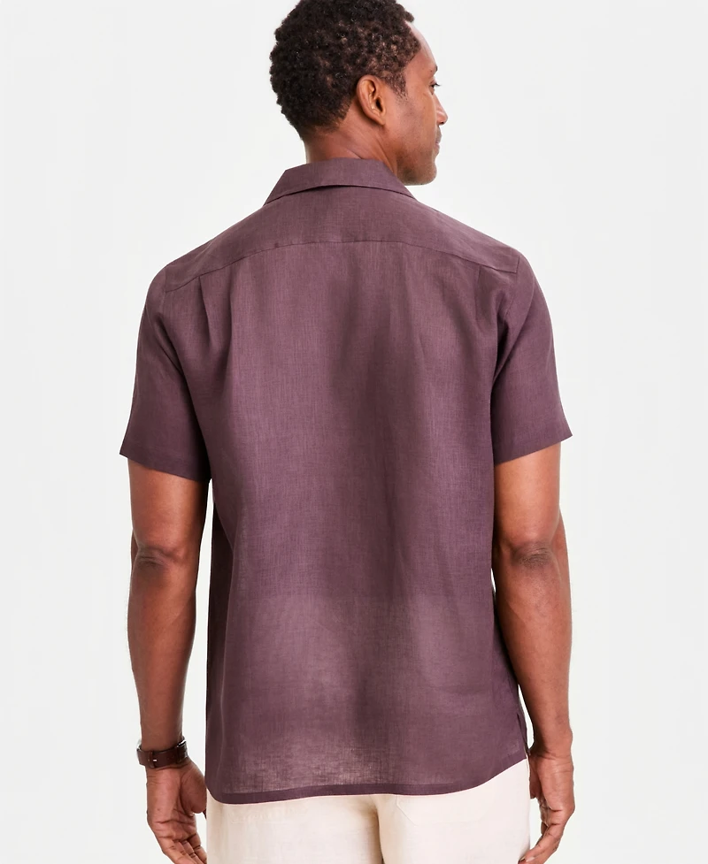 Club Room Men's Short-Sleeve Camp Collar Linen Shirt, Macy's Exclusive