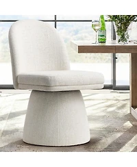 Maison Boucle Swivel Vanity Chair, Upholstered Fabric Makeup Armless