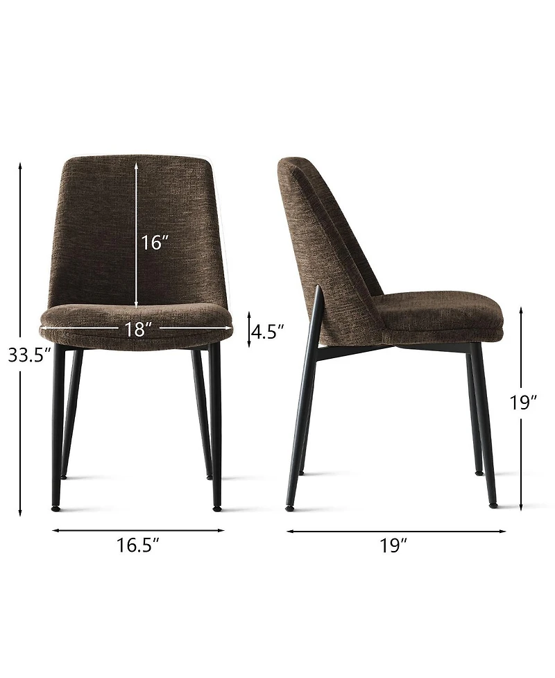 Maison Boucle Chenille Upholstered Dining Chairs Set of 4, Armless Side
