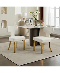 Clihome Mid Century Modern Dining Chairs Set of 2, Farmhouse Chenille Fabric Upholstered Curved Backrest