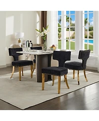 Clihome Mid Century Modern Dining Chairs Set of 2, Farmhouse Chenille Fabric Upholstered Curved Backrest