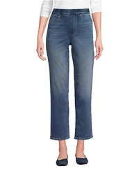 Lands' End Women's Tall Starfish High Rise Knit Denim Straight Crop Jeans