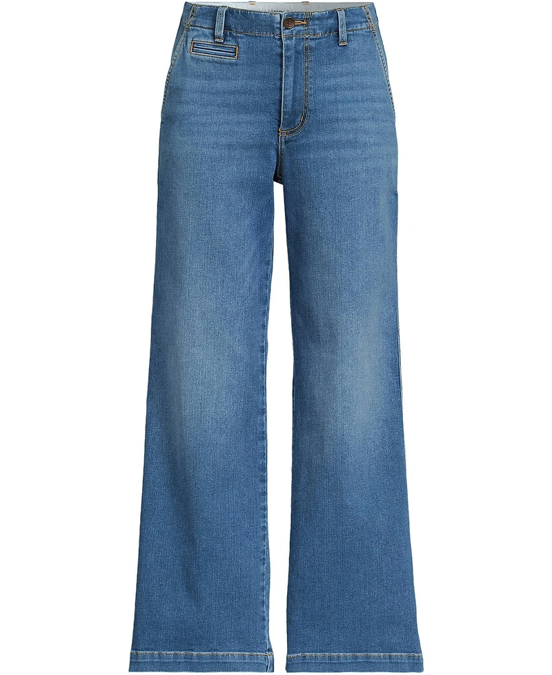 Lands' End Plus Recover Denim Mid Rise Wide Leg Ankle Jeans
