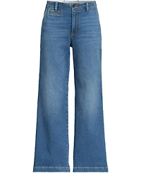 Lands' End Plus Recover Denim Mid Rise Wide Leg Ankle Jeans