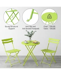 gaomon Folding Bistro Set 3pcs 2 Chairs and 1 Table, Outdoor Space-Saving Patio Furniture Set, Foldable Balcony Table for Garden