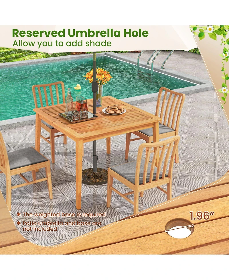 Slickblue Outdoor Dining Set 5 Piece Wood Square Table with Chairs