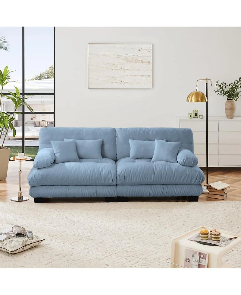 Maison Boucle 94.4'' Chenille Cloud Couch Loveseat, Deep Seat 2 Seater Sofa, Wood Frame