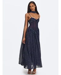 Miss Circle Women's Juliette Polka Dot Chiffon Maxi Dress