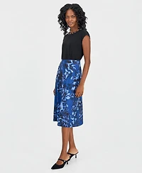 Kasper Women's Printed Pull-On A-Line Midi Skirt