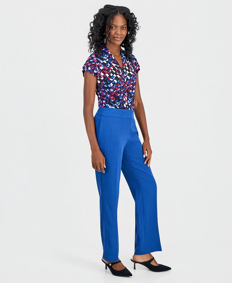 Kasper Women's Ava Straight-Leg Press-Pleat Pants, Regular & Petite