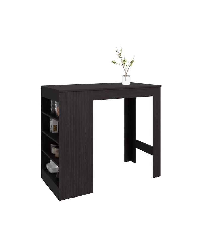 flynama Compact Counter Table with 4 Storage Shelves for Small Spaces
