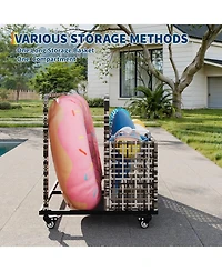 gaomon Outdoor Storage Organizer with Rolling Wheels, Wicker Rattan Pool Caddy and Toy Basket - All-Weather Pe for Poolside, Patio Deck