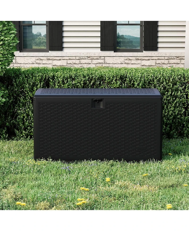 Gaomon 99 Gallon Waterproof Resin Deck Box, Lockable Storage Container for Patio Furniture and Tools - Outdoor Bin Pool Garden