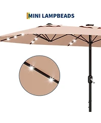 Gaomon Extra Large Double Sided Lighted Patio Umbrella with Weighted Base for Outdoor Entertaining