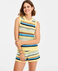 Tommy Hilfiger Womens Crochet Cotton Sleeveless Sweater Crochet Cotton Shorts