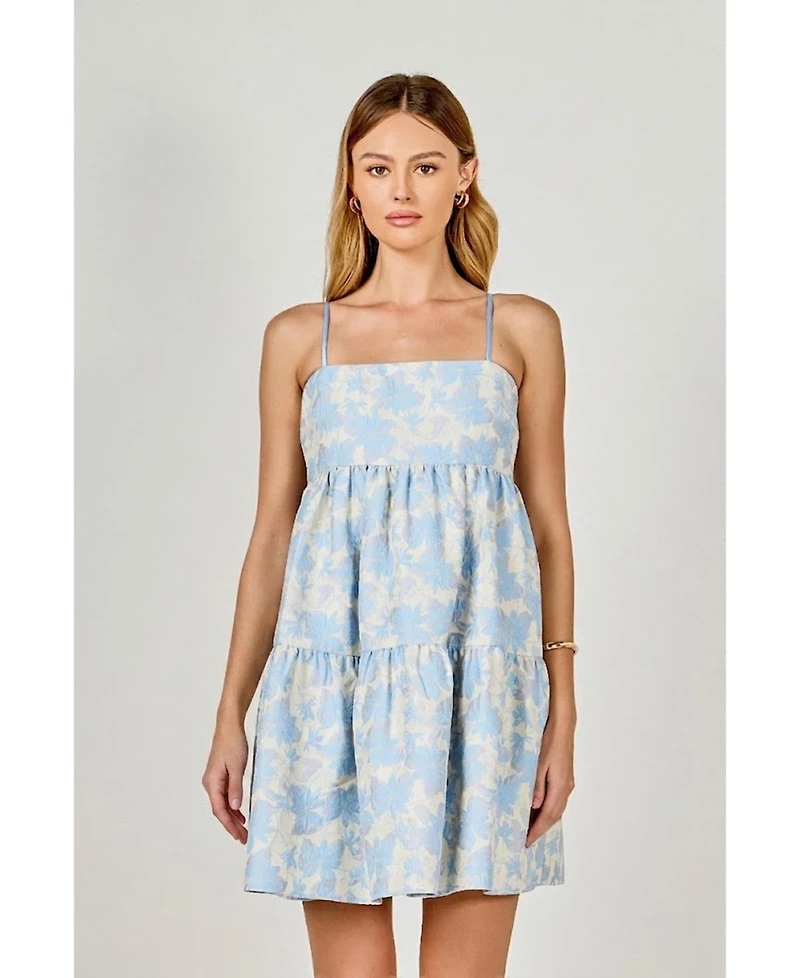 endless rose Women's Floral Jacquard Mini Dress