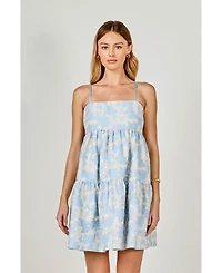 endless rose Women's Floral Jacquard Mini Dress