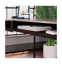 Sauder International Lux L Desk, Umber Wood finish