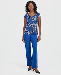 Kasper Petite Cowl Neck Cap-Sleeve Blouse