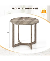 Slickblue Small Round Wood Dining Table 36 Inch Seats 2-4 Pedestal Base