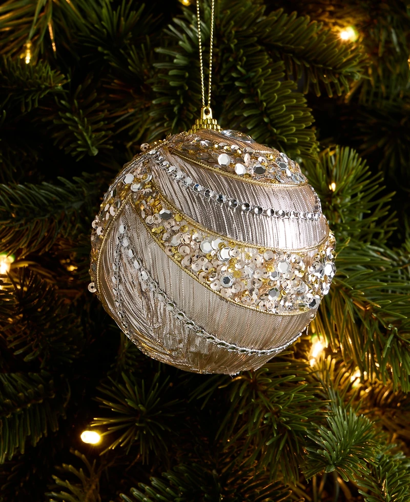 Holiday Lane Jeweled Classics Rose Gold Jeweled Ball Ornament, Macy's Exclusive