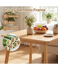 Gymax Square Bamboo Dining Table for 2-4 People Dinner Table for Dining Room