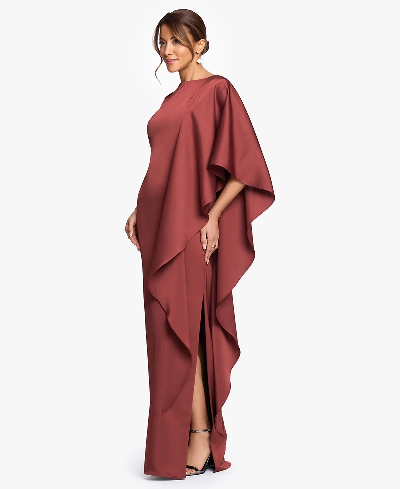 Betsy & Adam Women's Draped Sleeve Boat Neck Gown