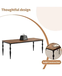 homfan Rectangular Dining Table for 6 to 8 with Metal Legs,in Farmhouse Kitchen
