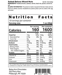Betsy Ann Chocolates Traditional Salted Cashews and Deluxe Nut Mix, 10 oz. each