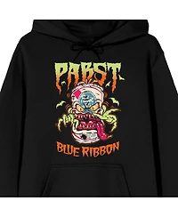 Pabst Blue Ribbon Men's Halloween theme can beer monster illustration on Adult Hoodie