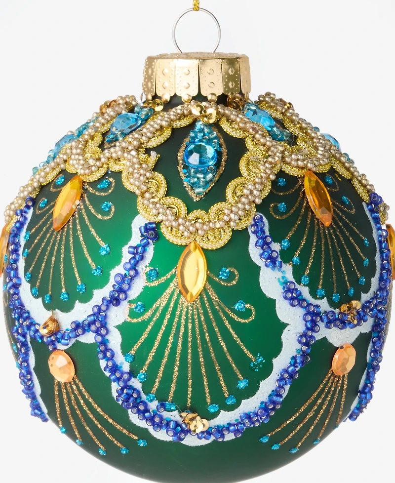 Holiday Lane Peacock Embellished Ball Ornament, Macy's Exclusive