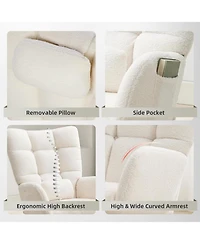 Gaomon Modern Teddy Fabric Rocking Chair, High Back Glider Rocker - Cozy Reading Armchair with Soft Cushion for Living Room, Nursery, Bedroom