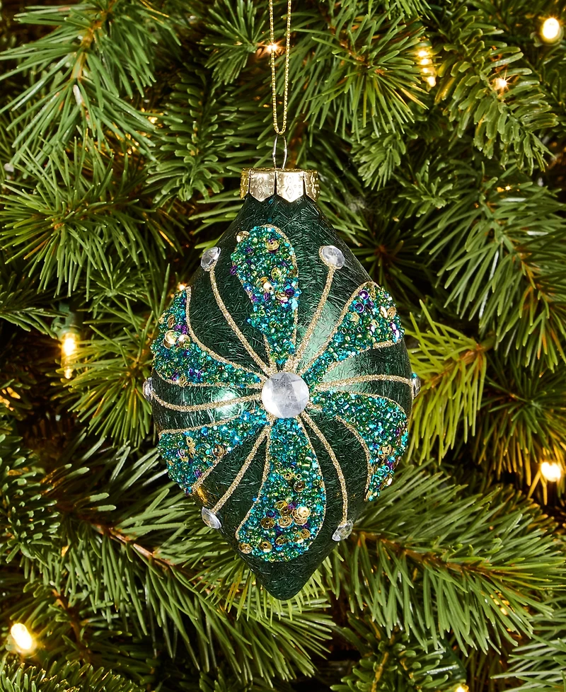 Holiday Lane Peacock Beaded Drop Ornament, Macy's Exclusive