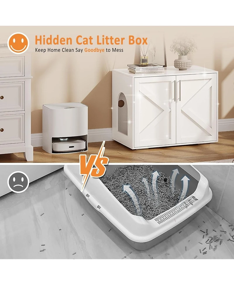 Gaomon Cat Litter Box Enclosure,Hidden Litter Box Furniture,Wooden Litter Box Enclosure Furniture,Indoor Cat House,Side End Table, Tv Stand
