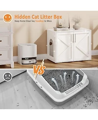 Gaomon Cat Litter Box Enclosure,Hidden Litter Box Furniture,Wooden Litter Box Enclosure Furniture,Indoor Cat House,Side End Table, Tv Stand