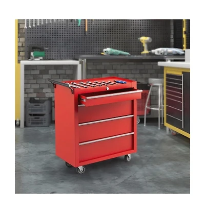 Gaomon 4-Drawer Portable Tool Storage Cart, Rolling Tool Chest Cabinet, Lockable Toolbox Organizer