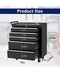 Gaomon 5-Drawer Portable Tool Storage Cart Rolling Tool Chest Cabinet for Garage and Workshop Use