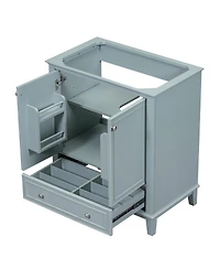 Sillysis 29.5 Inch Freestanding Bathroom Vanity Base with Adjustable Shelf, Solid Wood and Mdf Storage Cabinet