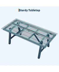 GarveeLife Outdoor Dining Table Set for 6, 7-Piece Patio Hdpe Slatted Table and Chairs Set with Umbrella Hole, All-Weather for Backyard