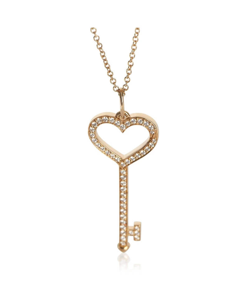 Pre-Owned Tiffany & Co Rose Gold Diamond Heart Key Pendant