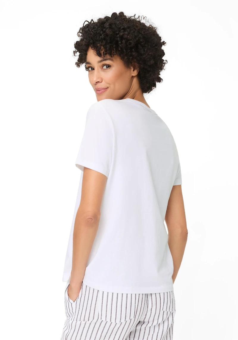 Olsen Women's Embroidered Placement Print T-Shirt