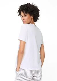 Olsen Women's Embroidered Placement Print T-Shirt