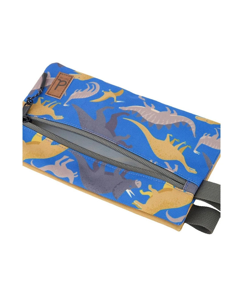 Deux par Deux Little Boy Dinosaur Graphic Durable Double-Compartment Pencil Case