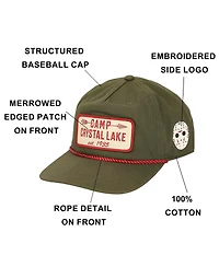 Friday The 13th Men's Camp Crystal Lake Badge Green Retro Grandpa Snapback Hat