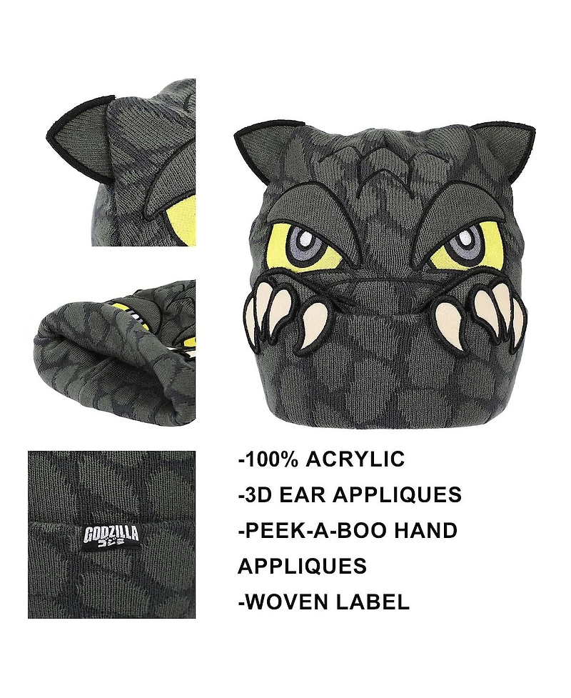 Godzilla Men's Peekaboo Claws Gray Cuff Beanie